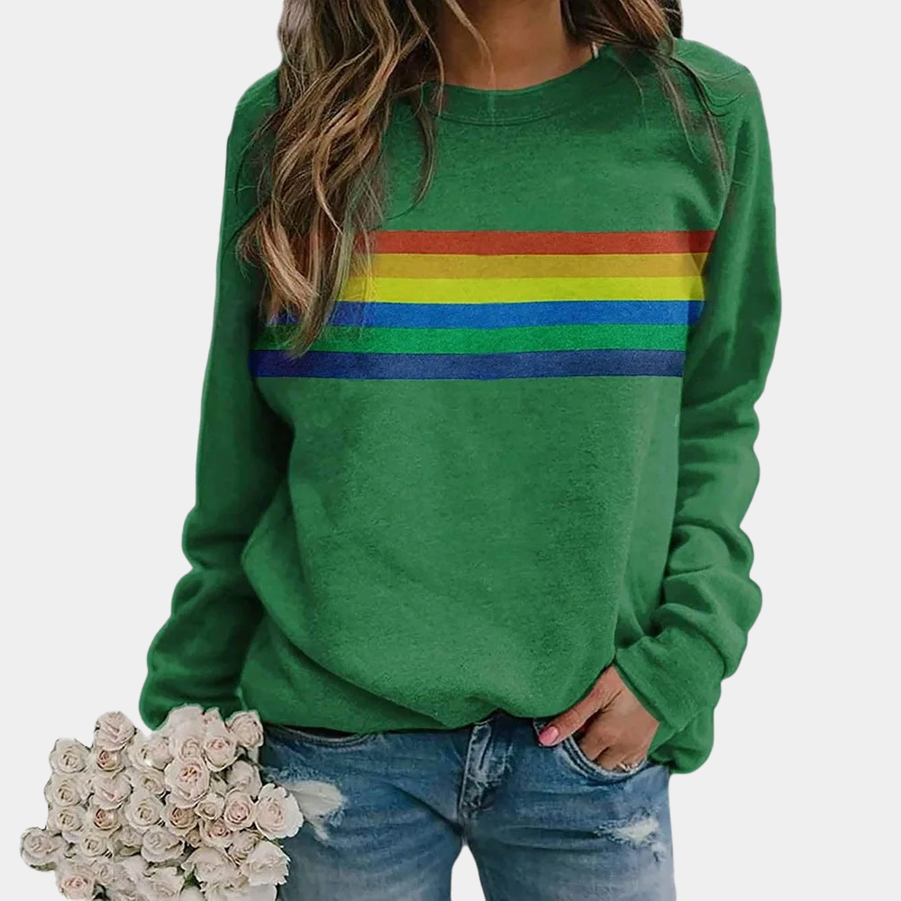 Rainbow Stripe Casual Sweatshirt for Women