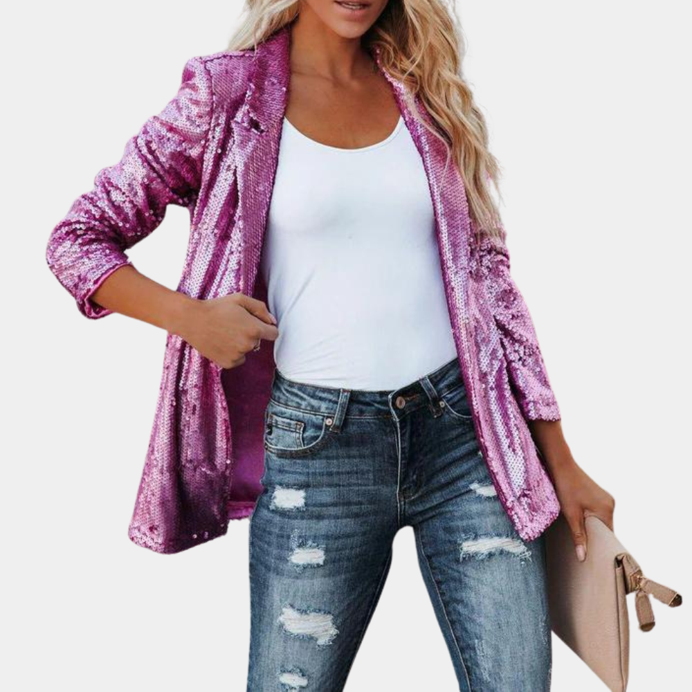 Sequin Open Front Blazer Jacket