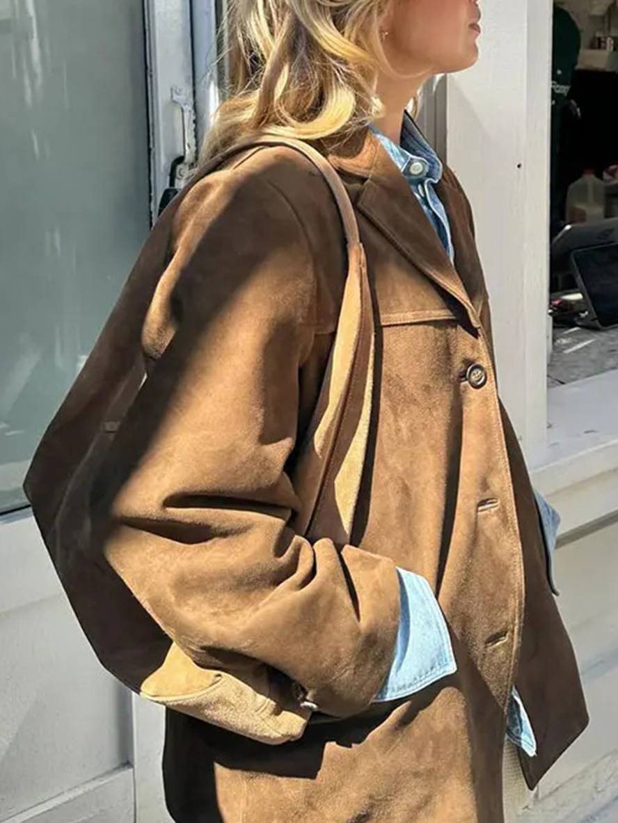 Women’s Vintage Suede Button-Up Jacket