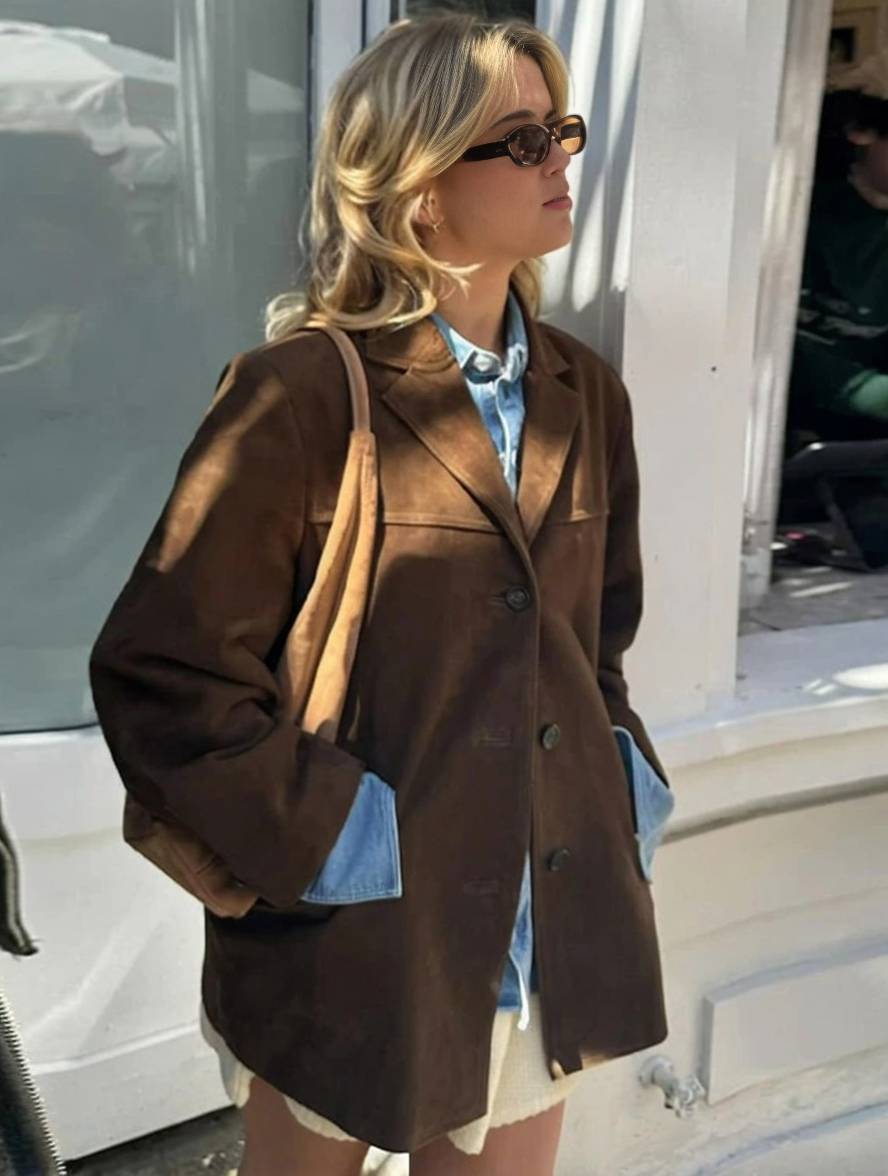 Women’s Vintage Suede Button-Up Jacket