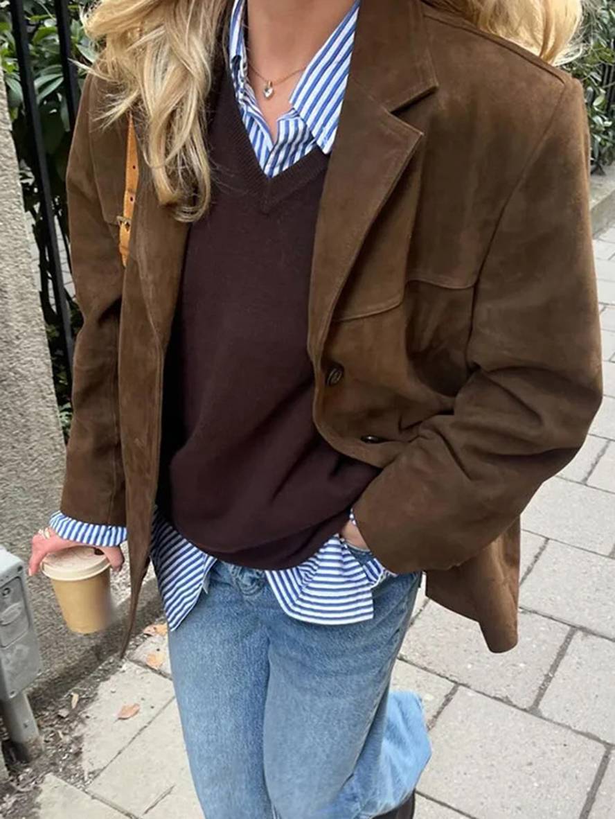 Women’s Vintage Suede Button-Up Jacket