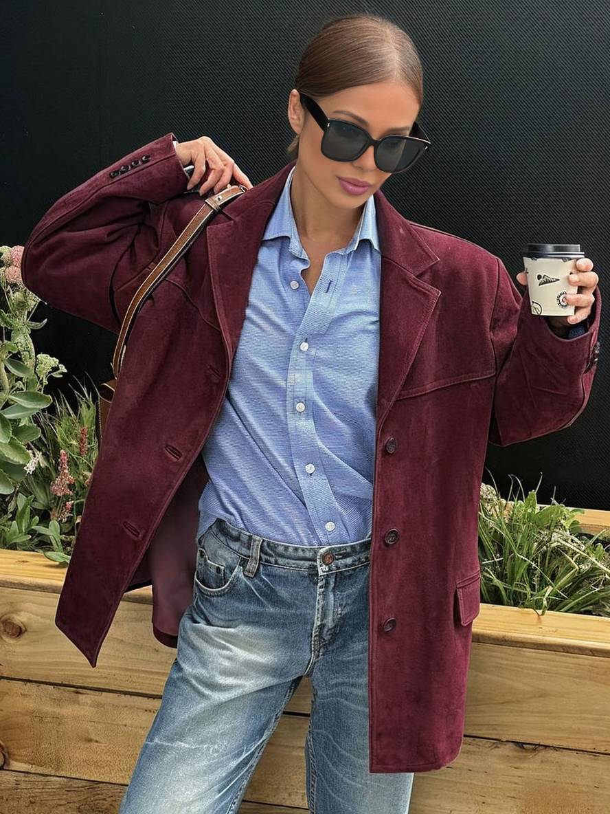 Women’s Vintage Suede Button-Up Jacket