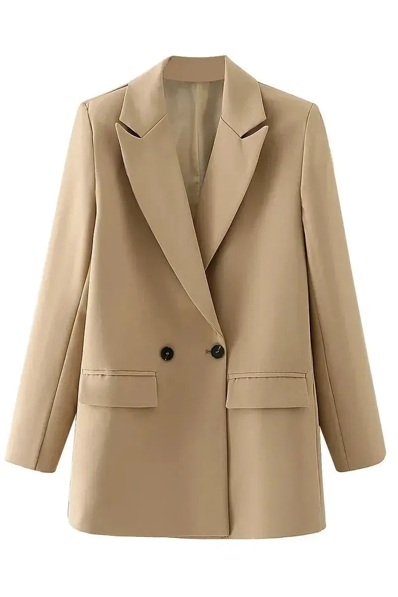 Relaxed Tailored Blazer with Open Front and Structured Fit