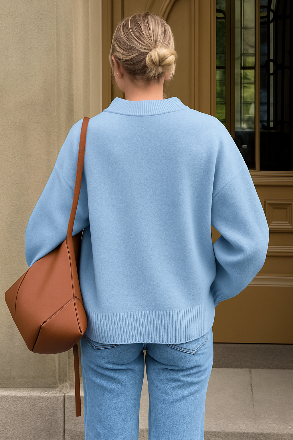 Oversized Crewneck Knit Sweater for Women