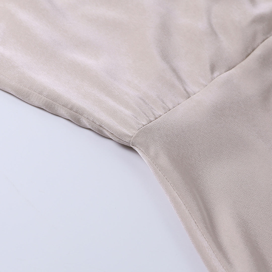 Elegant Cowl Neck Satin Maxi Dress with High Slit