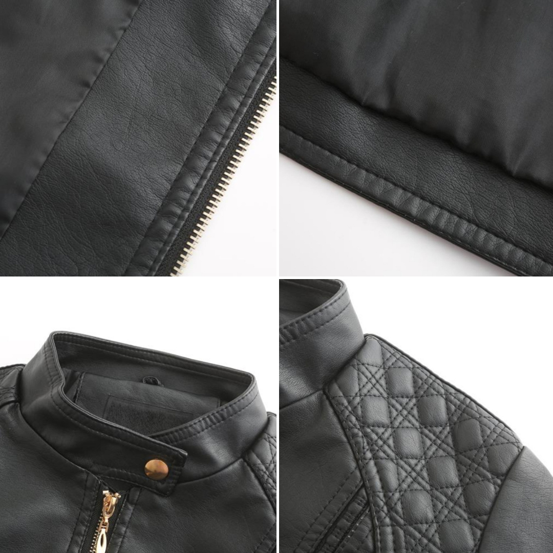 Women’s Quilted Faux Leather Moto Jacket