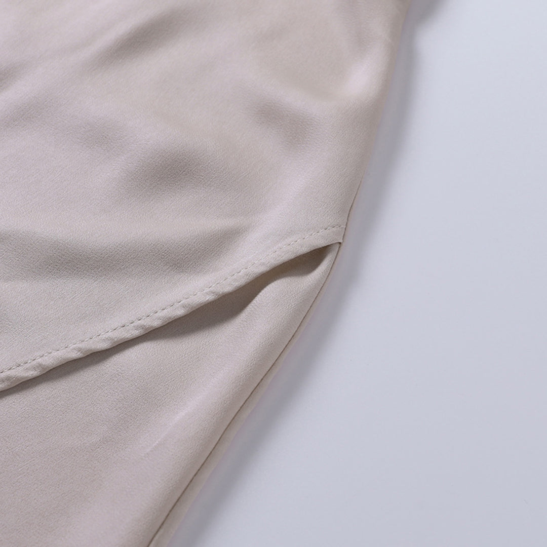 Satin Cowl Neck Spaghetti Strap Maxi Dress with High Slit