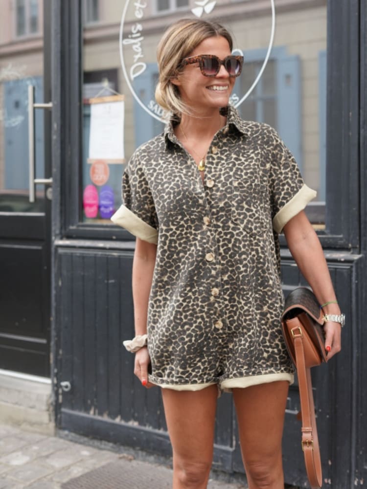 Chic Printed Button-Up Shirt and Shorts Two-Piece Set