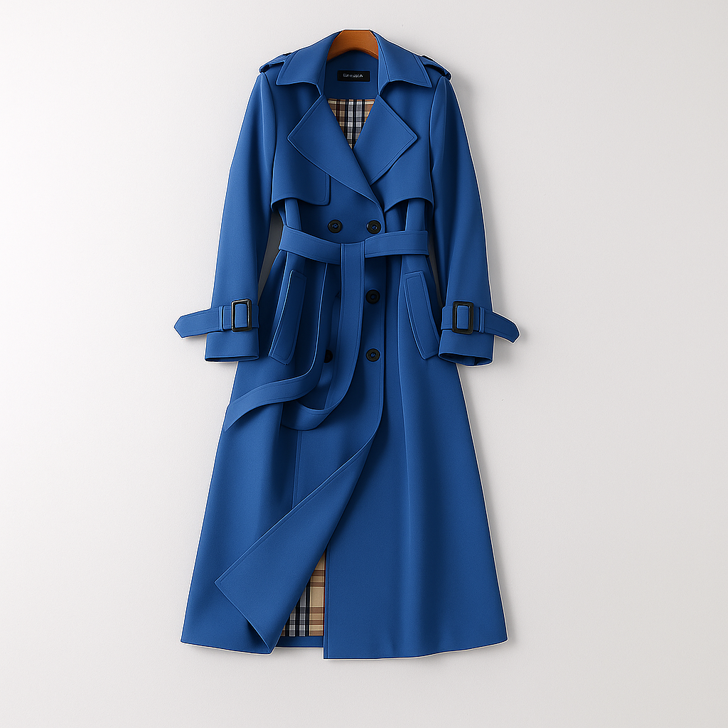 Women’s Long Double-Breasted Belted Trench Coat
