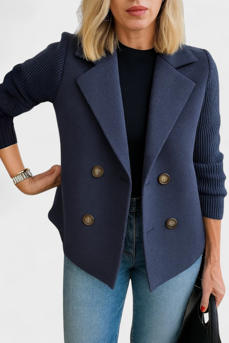 Double Breasted Tailored Blazer with Structured Fit and Notched Lapel