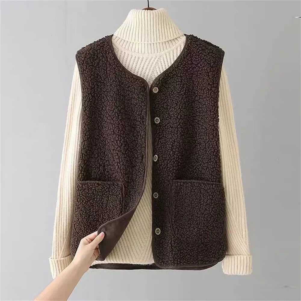 Fleece Button Front Vest for Cozy Everyday Layering