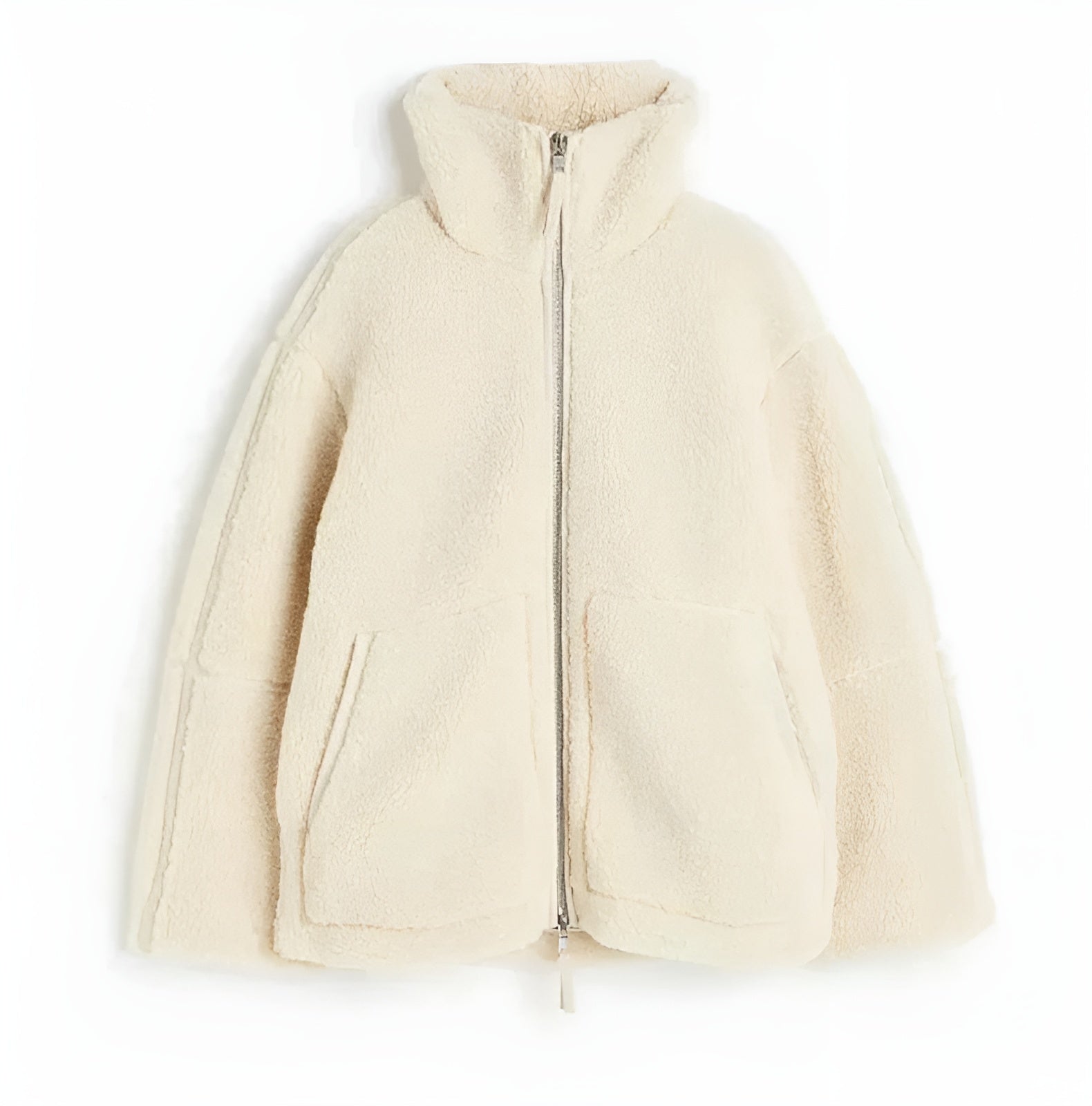 Cozy Oversized Sherpa Zip-Up Teddy Jacket