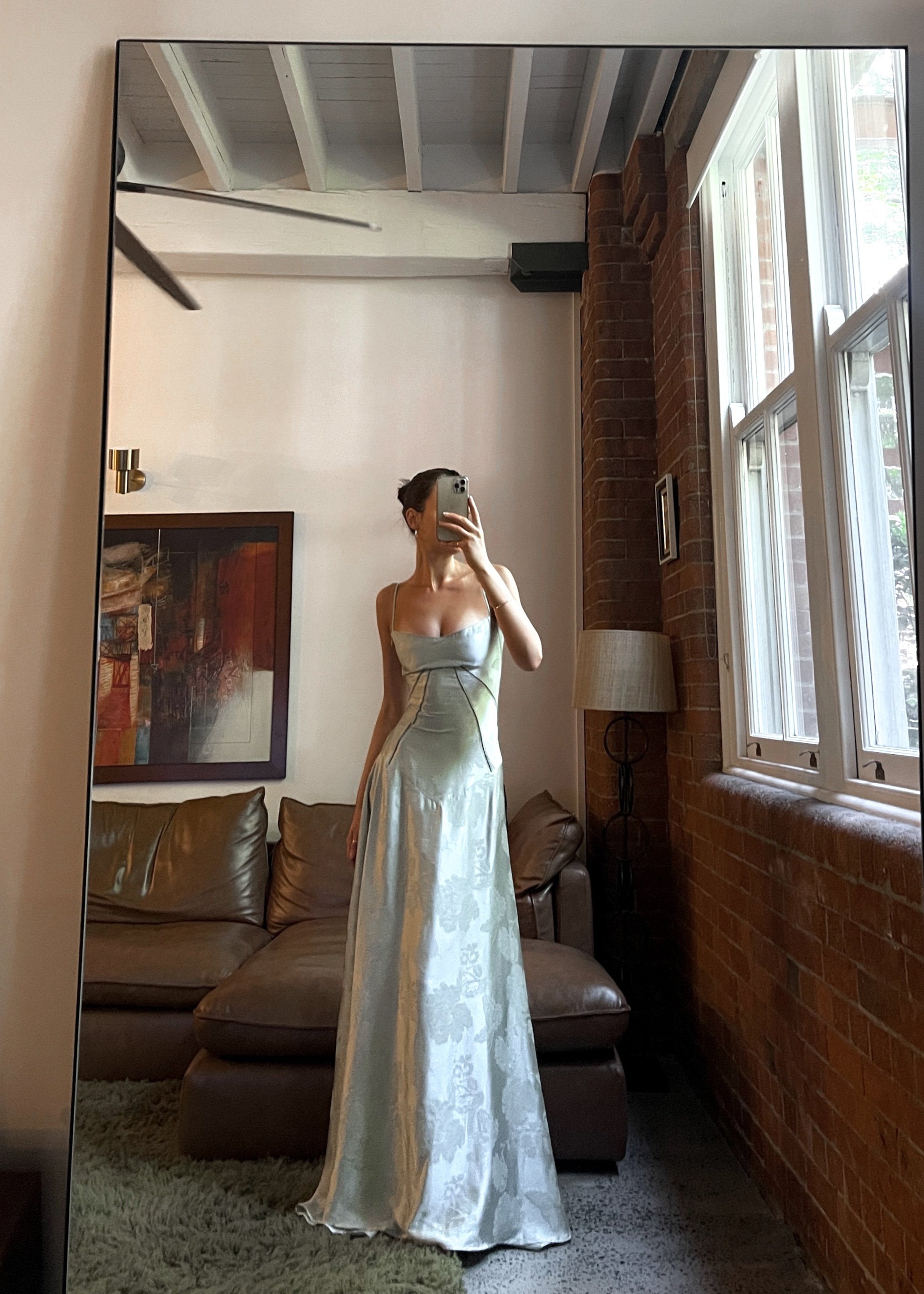 Elegant Satin A-Line Maxi Dress with Spaghetti Straps