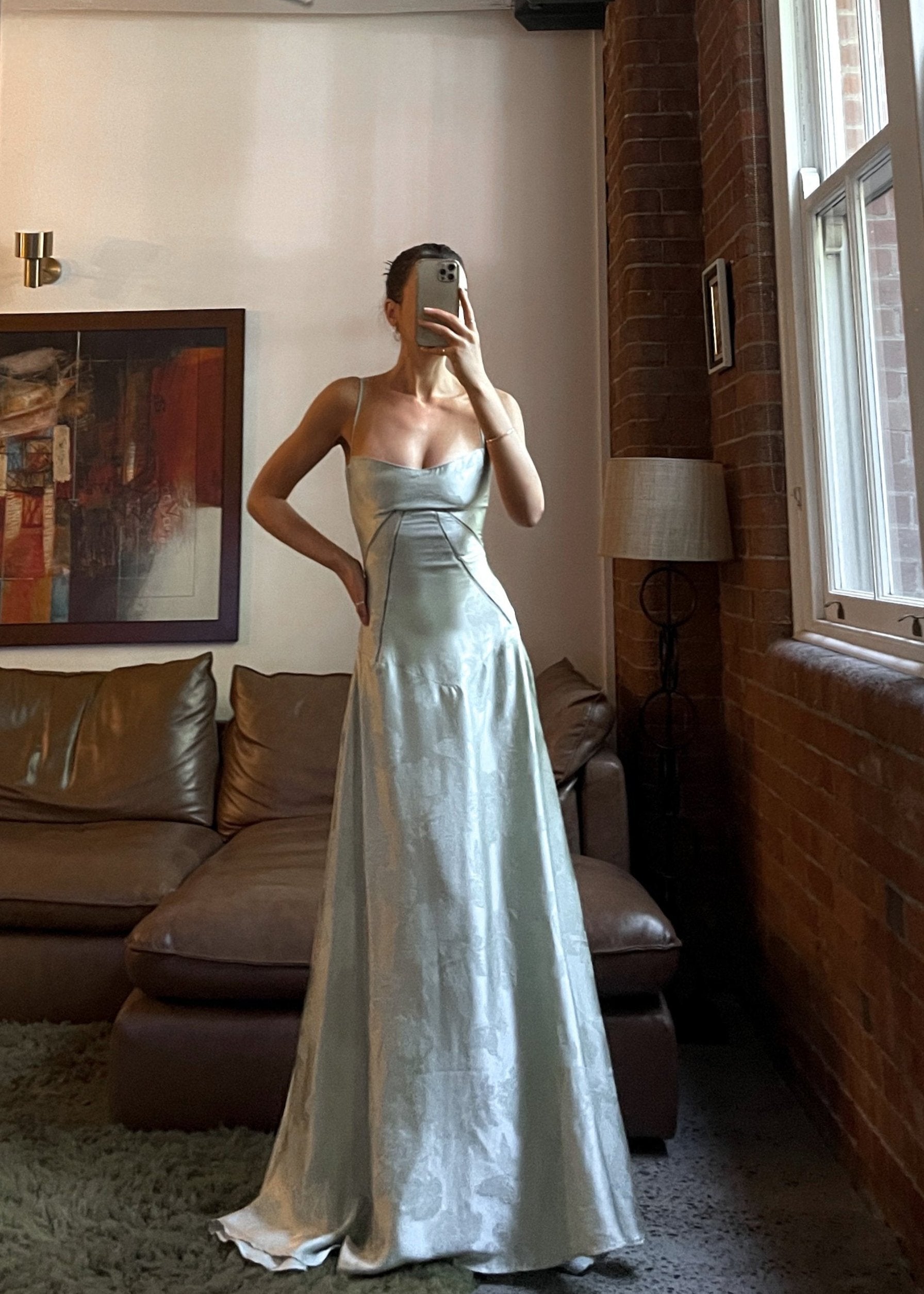 Elegant Satin A-Line Maxi Dress with Spaghetti Straps