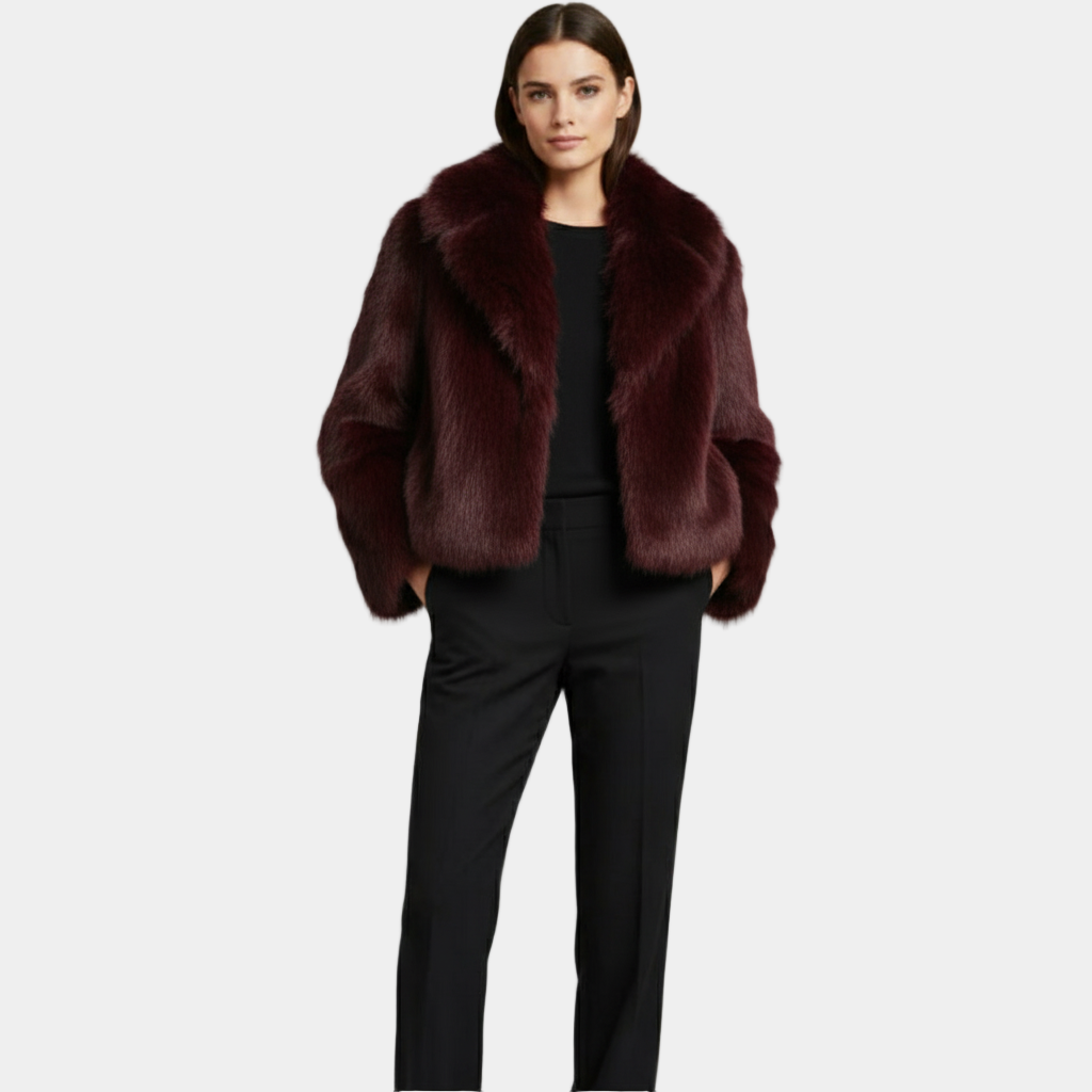Women’s Luxury Faux Fur Jacket with Wide Collar
