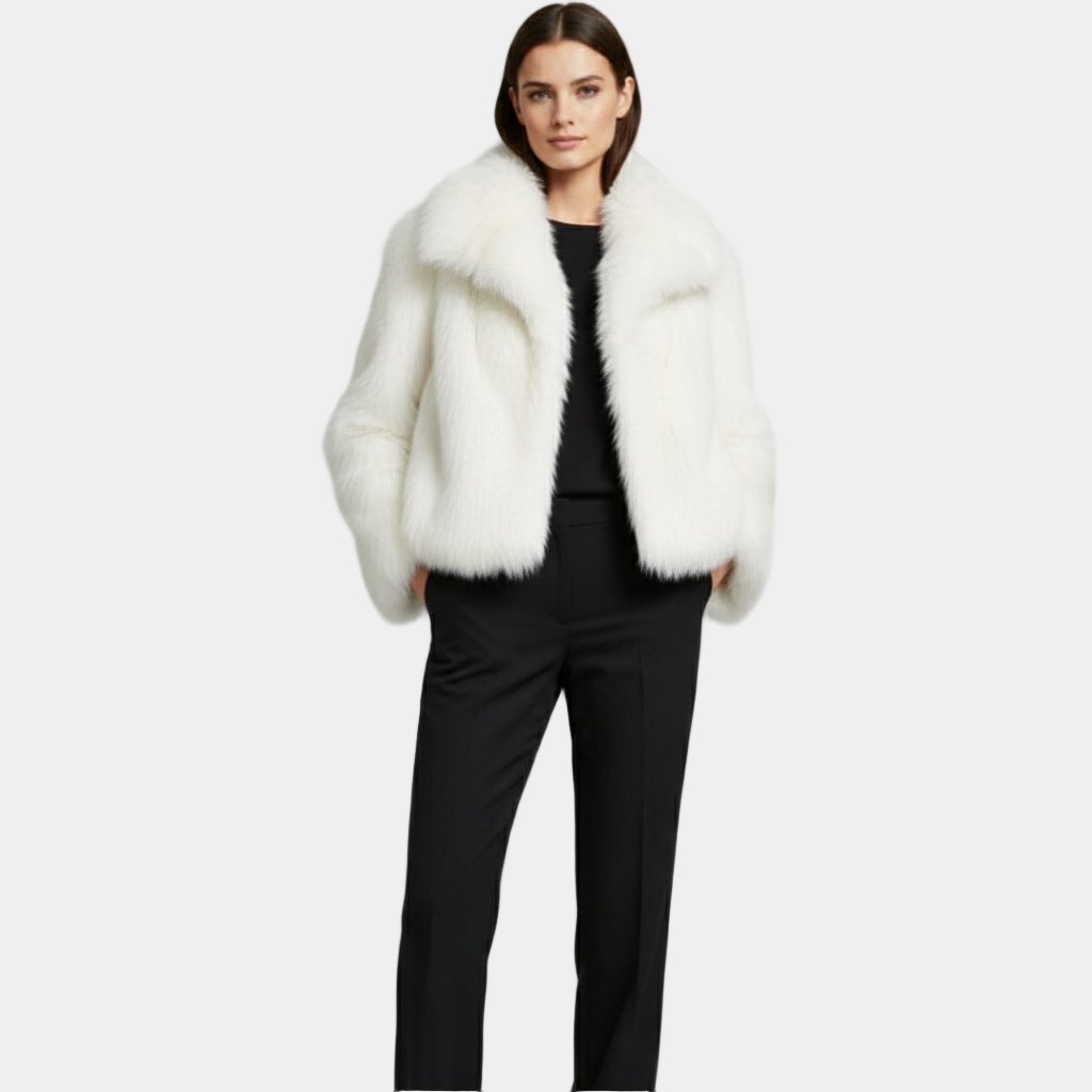 Women’s Luxury Faux Fur Jacket with Wide Collar