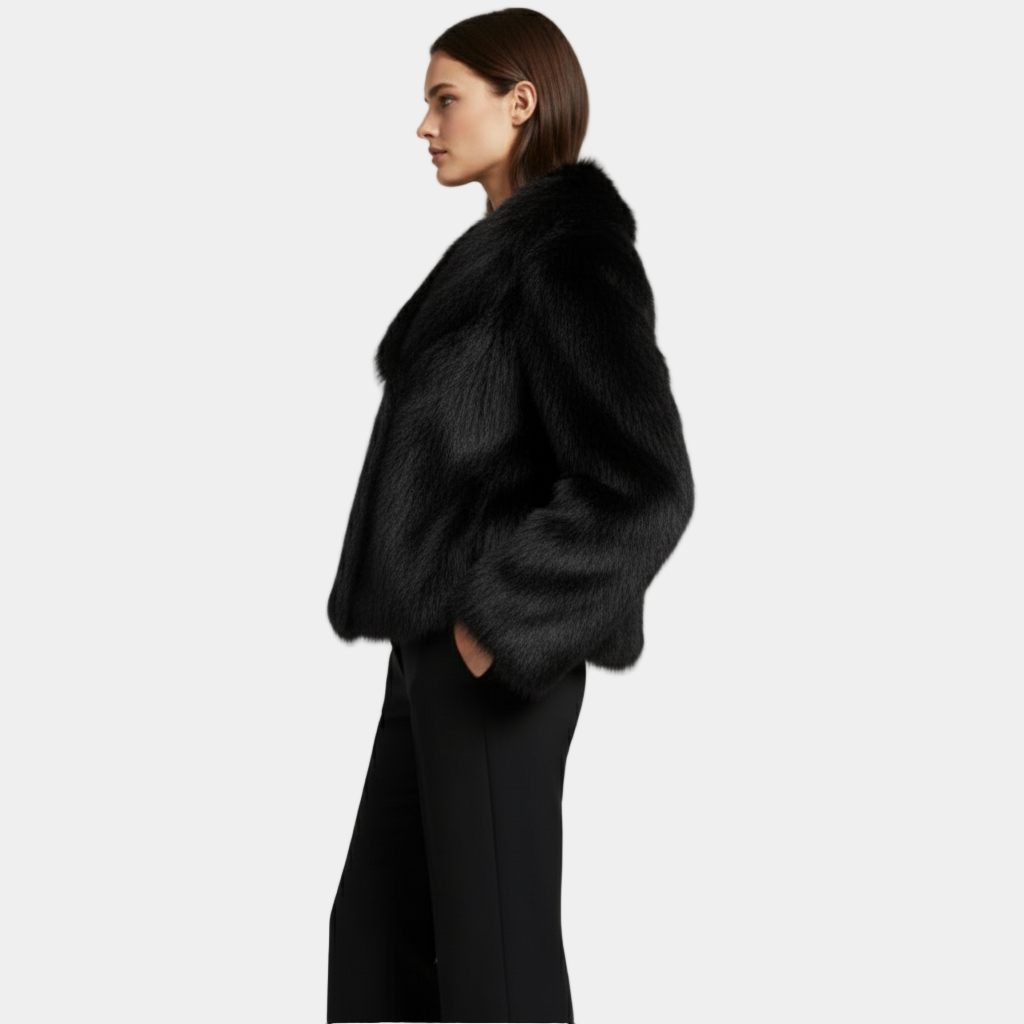 Women’s Luxury Faux Fur Jacket with Wide Collar