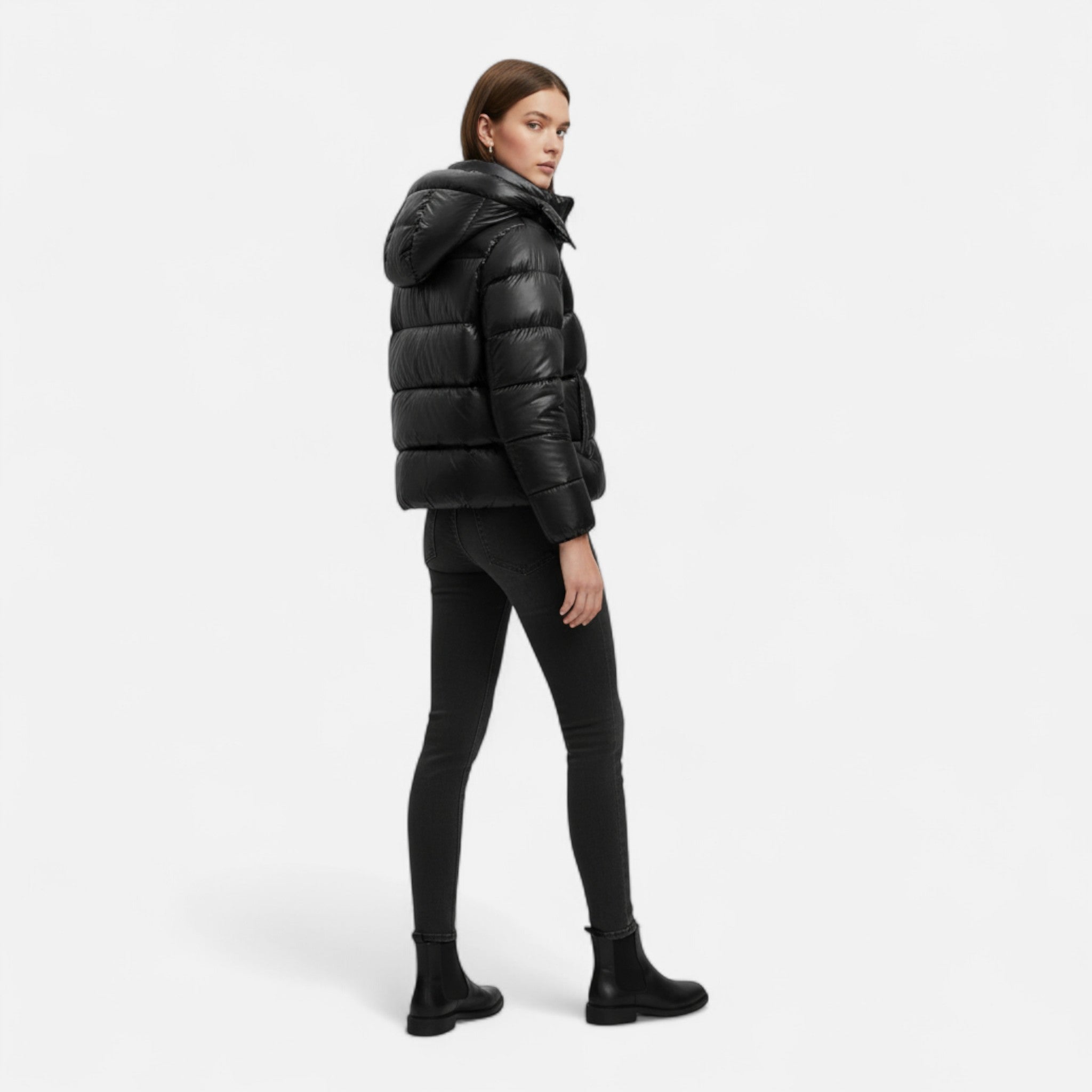 Women’s Glossy Hooded Puffer Jacket