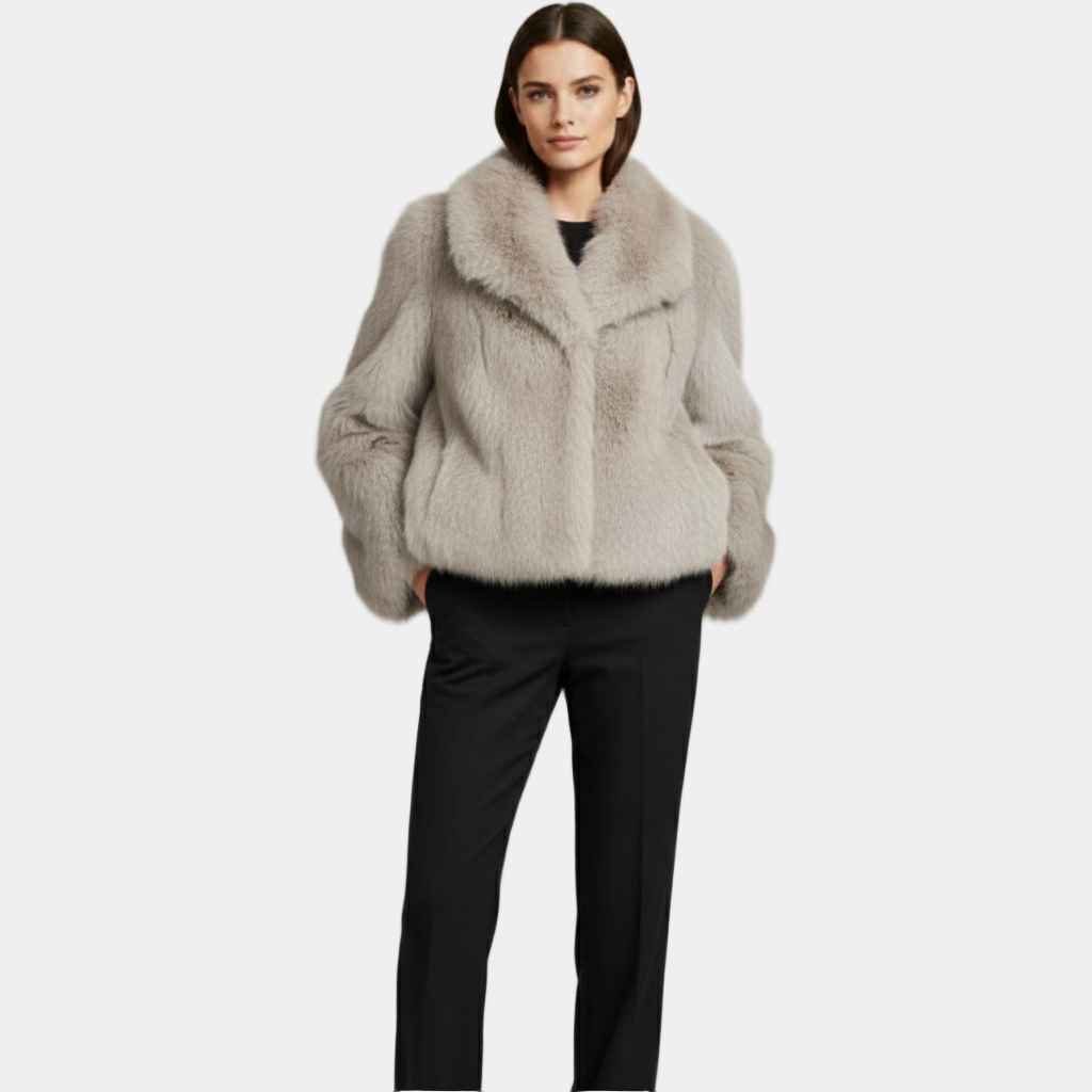 Women’s Luxury Faux Fur Jacket with Wide Collar