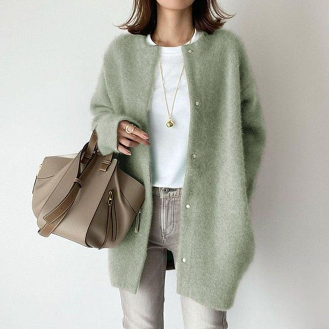 Open Front Wool-Blend Cardigan – Cozy Oversized Layering Sweater