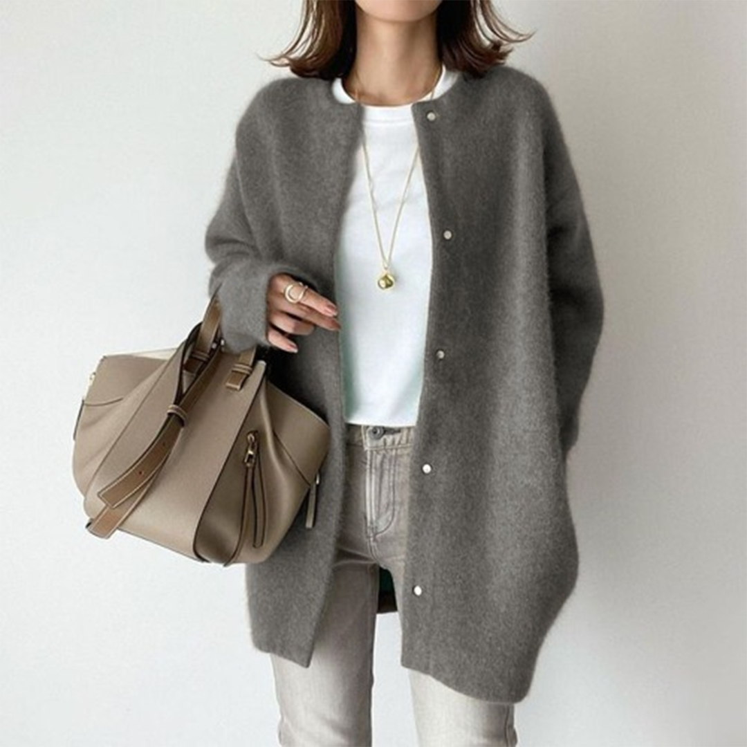 Open Front Wool-Blend Cardigan – Cozy Oversized Layering Sweater