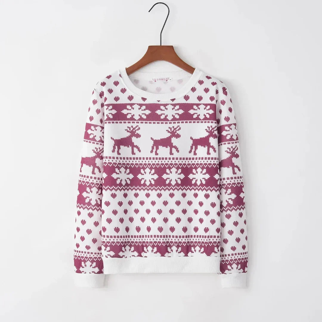 Festive Reindeer Pattern Knit Sweater for Cozy Winter Style