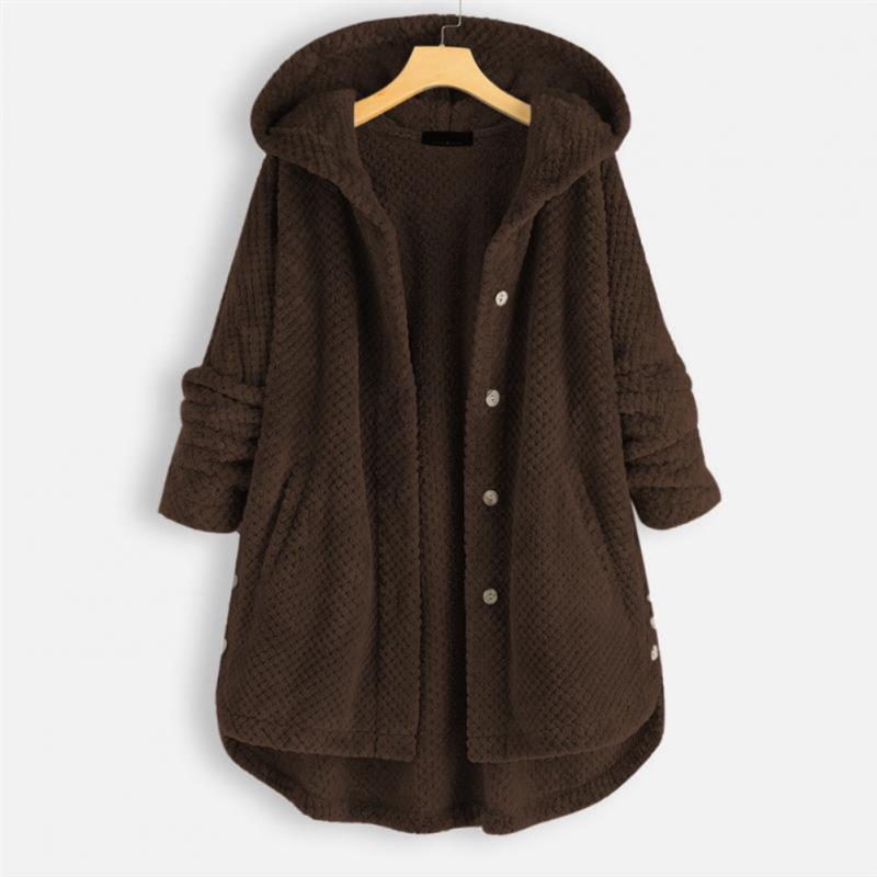 Cozy Hooded Sherpa Button Cardigan Jacket