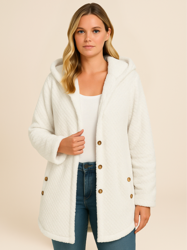 Cozy Hooded Sherpa Button Cardigan Jacket