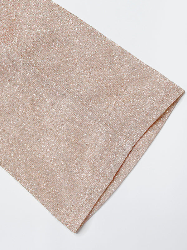 Elegant Shimmer Long Sleeve Maxi Dress with Belted Waist