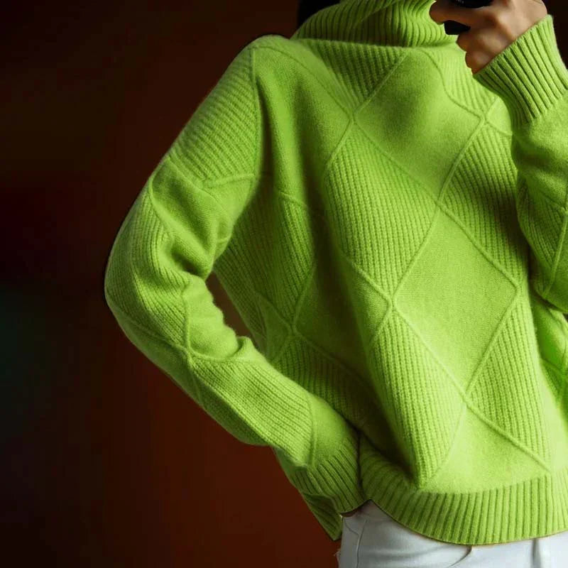 Textured Turtleneck Knit Sweater for Elegant Everyday Comfort