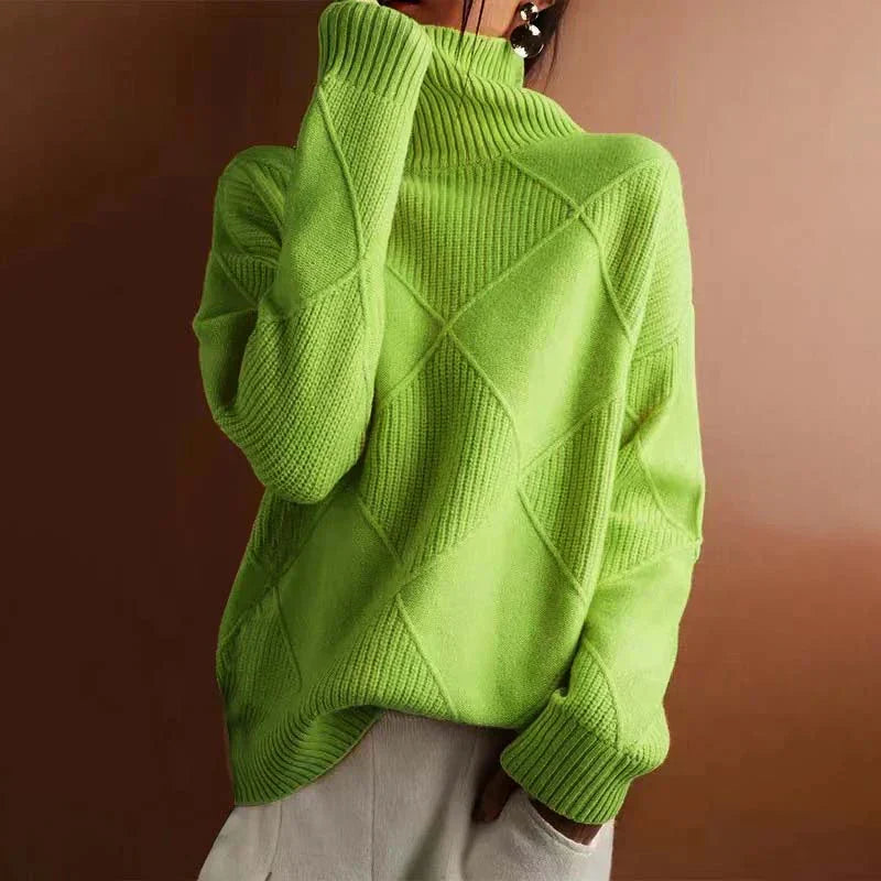 Textured Turtleneck Knit Sweater for Elegant Everyday Comfort