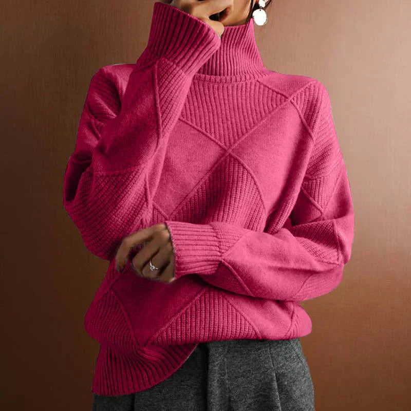 Textured Turtleneck Knit Sweater for Elegant Everyday Comfort