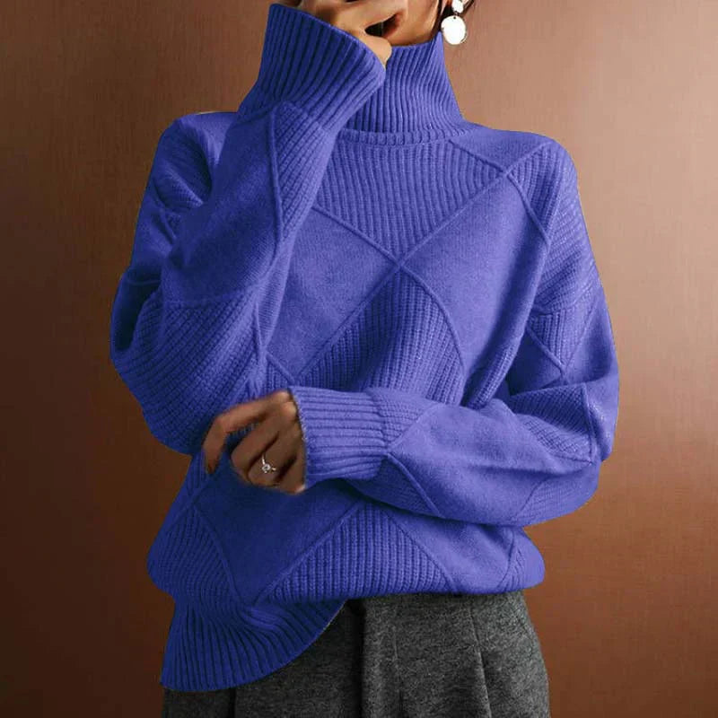 Textured Turtleneck Knit Sweater for Elegant Everyday Comfort