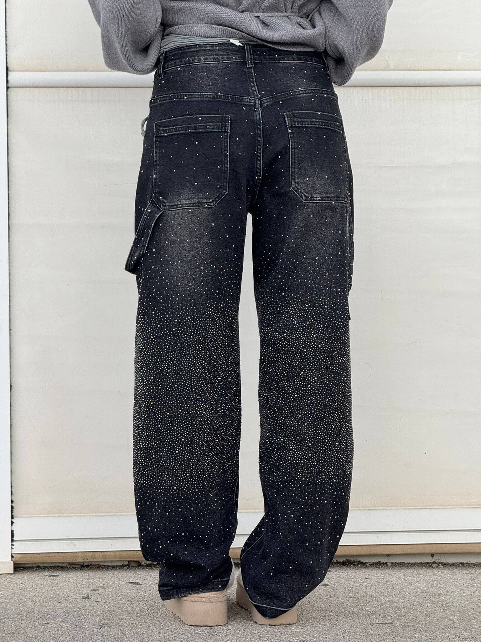 High-Waisted Relaxed Fit Paint-Splatter Jeans