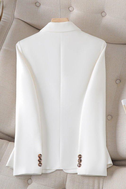 Tailored Double Button Blazer with Notched Lapel and Slim Fit