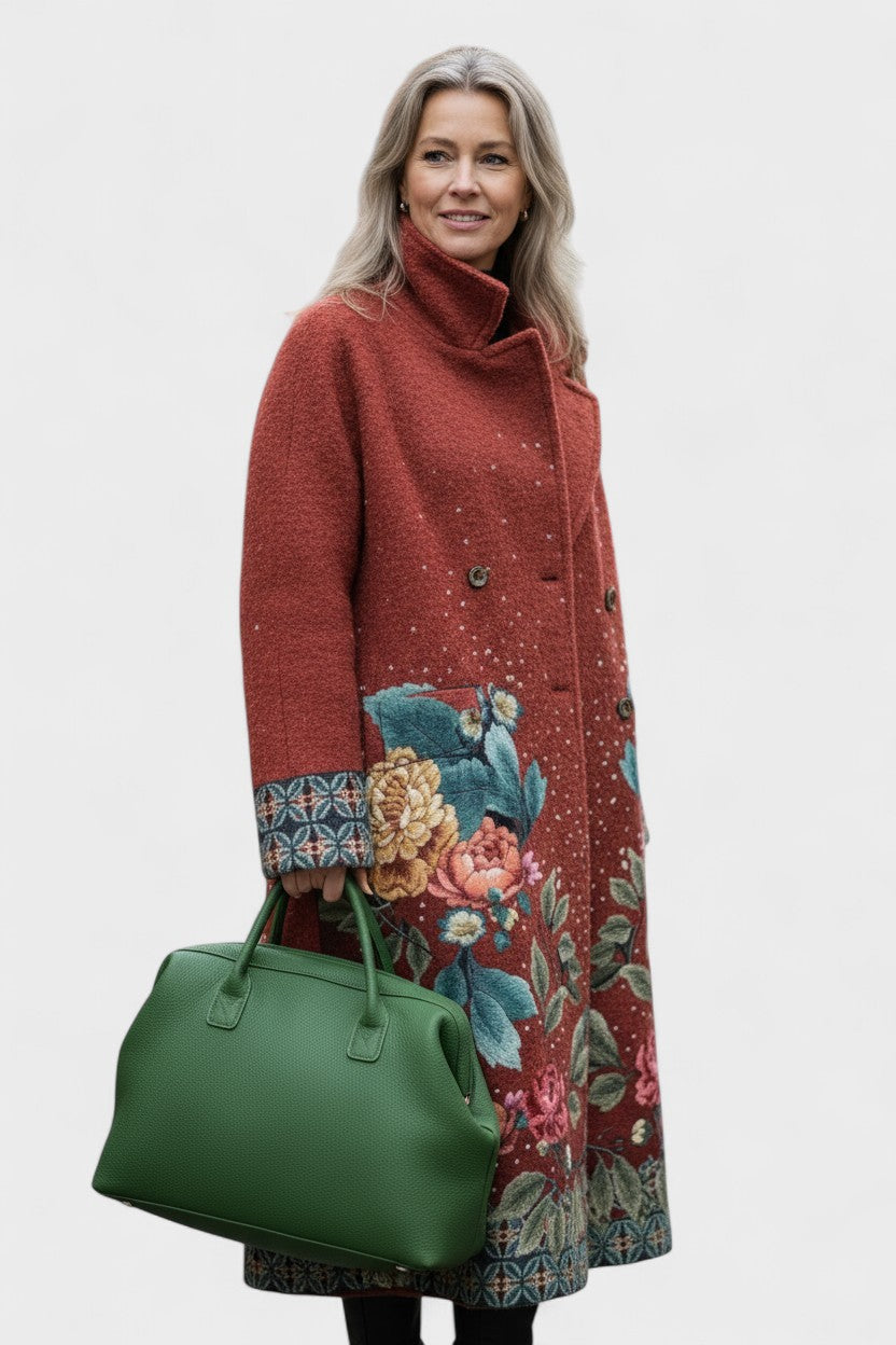 Oversized Plaid Wool Blend Coat with Button Front and Longline Fit