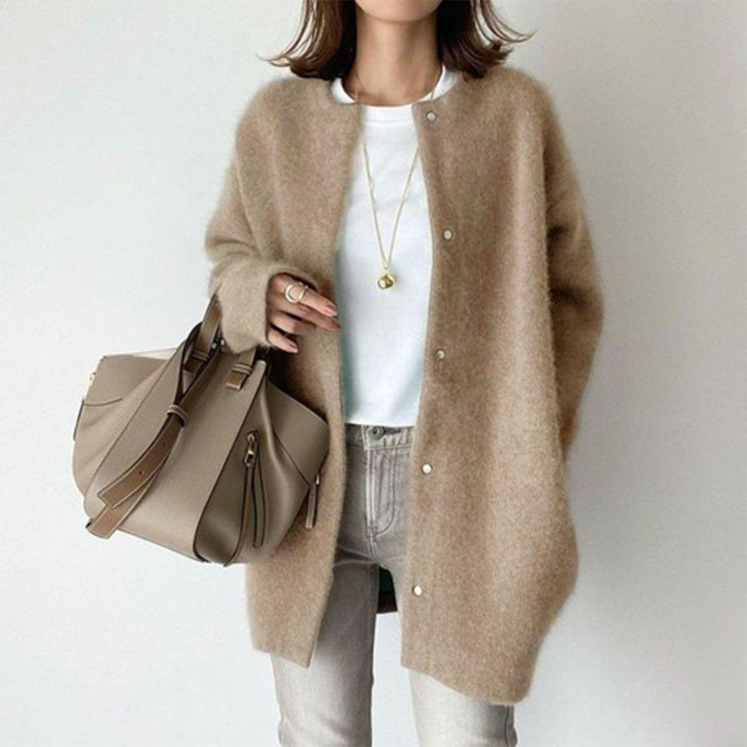 Open Front Wool-Blend Cardigan – Cozy Oversized Layering Sweater
