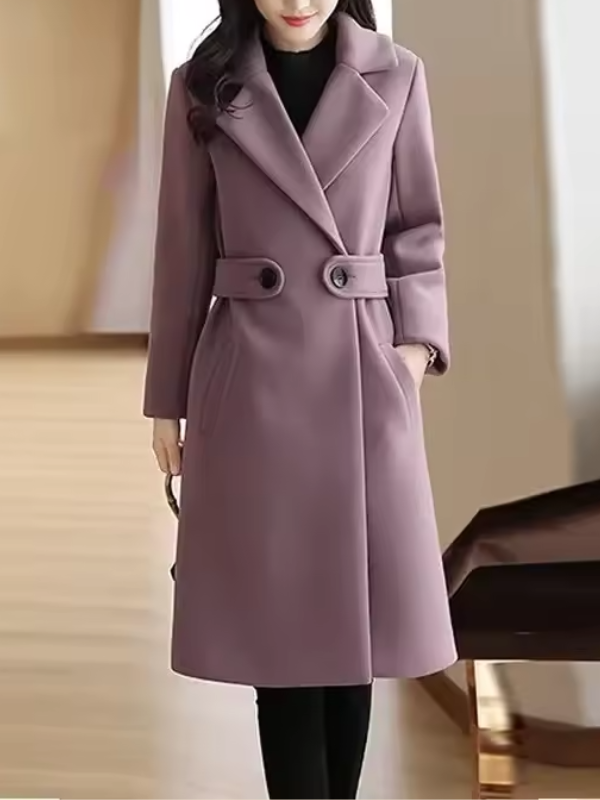 Elegant Double-Breasted Wool Blend Coat