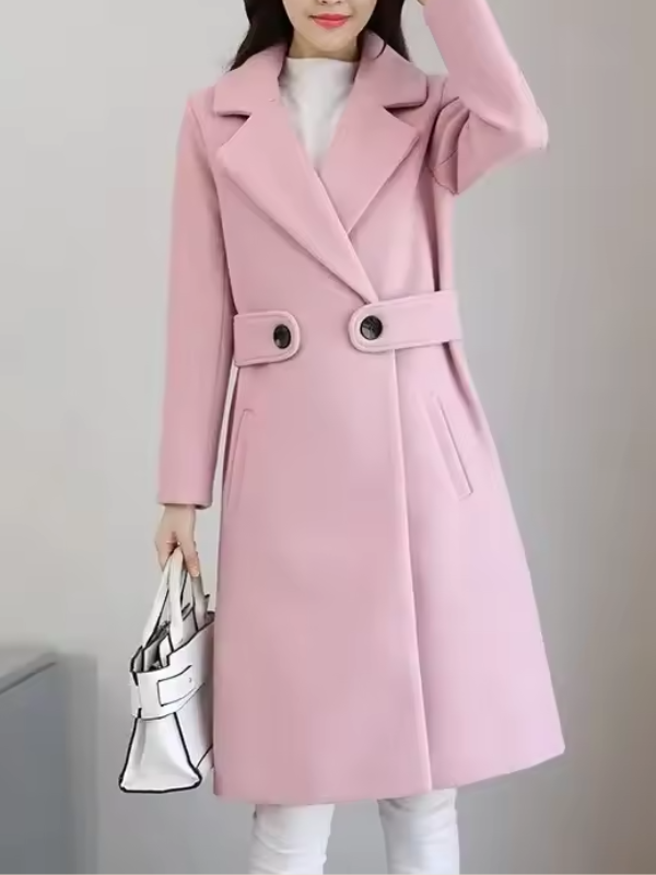 Elegant Double-Breasted Wool Blend Coat