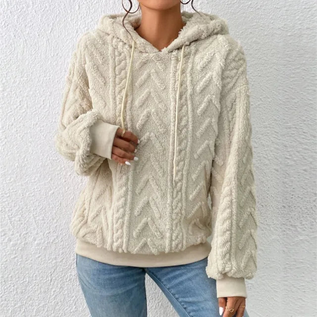 Women’s Cable-Knit Hooded Sweater for Cozy Warm Everyday Style