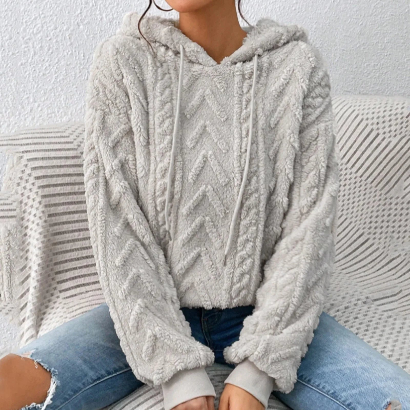 Cozy Cable Knit Hoodie Sweater