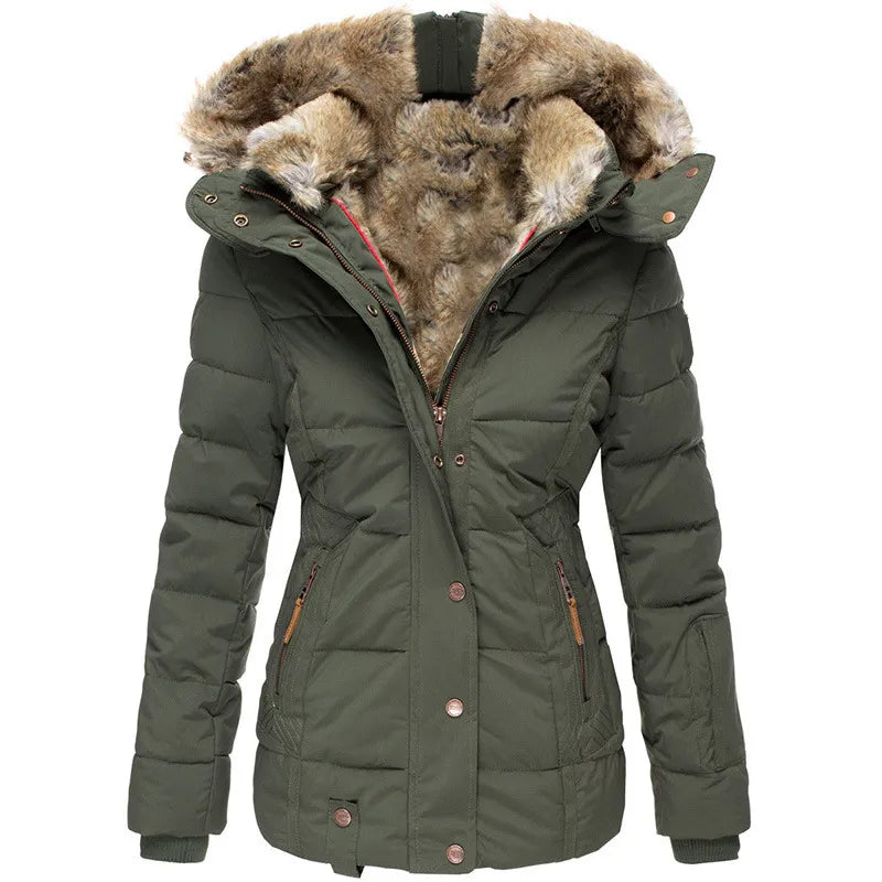 Faux Fur Hooded Puffer Coat for Cozy Winter Everyday Wear