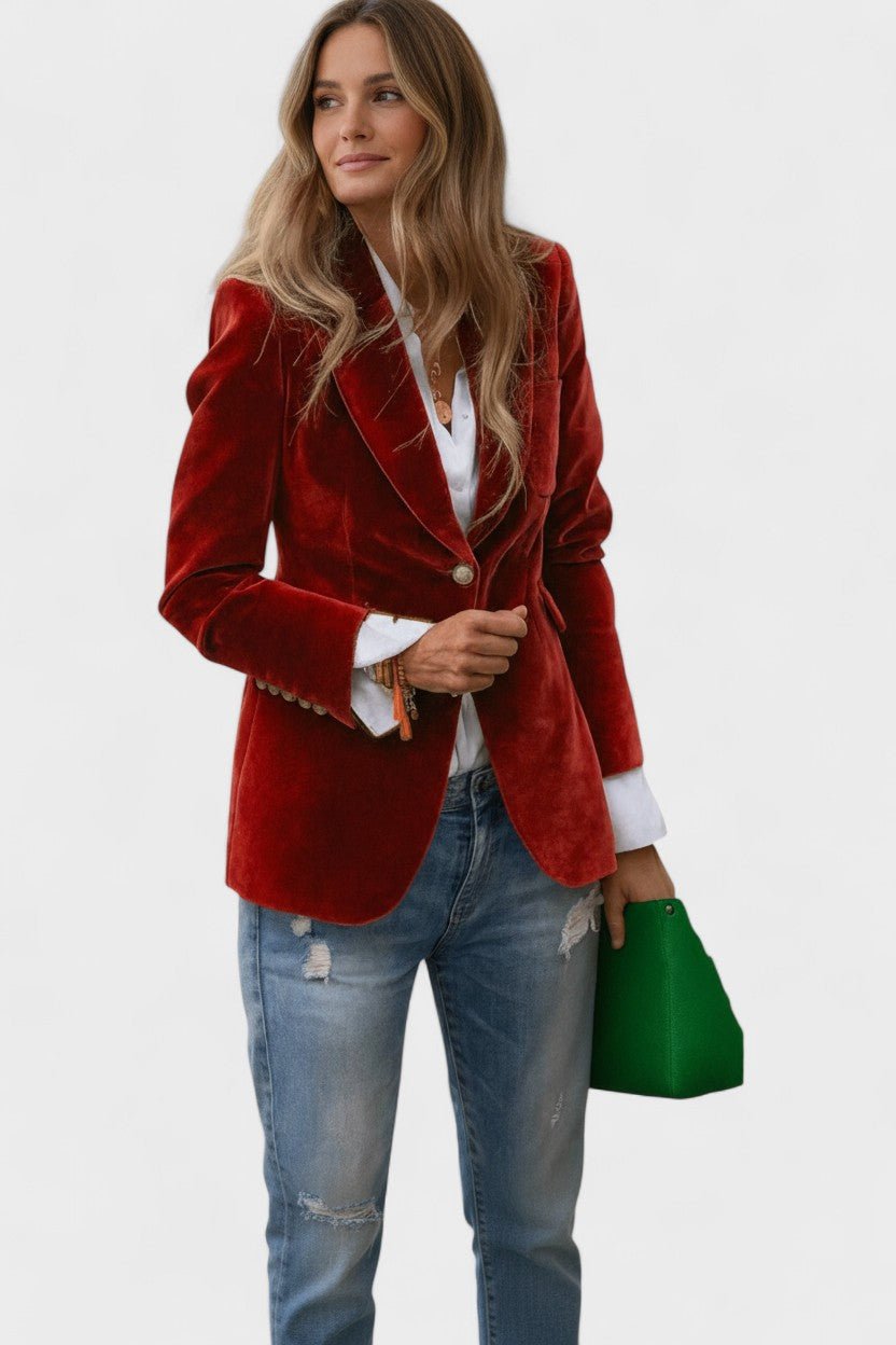 Tailored Classic Blazer Jacket with Button Front and Structured Fit