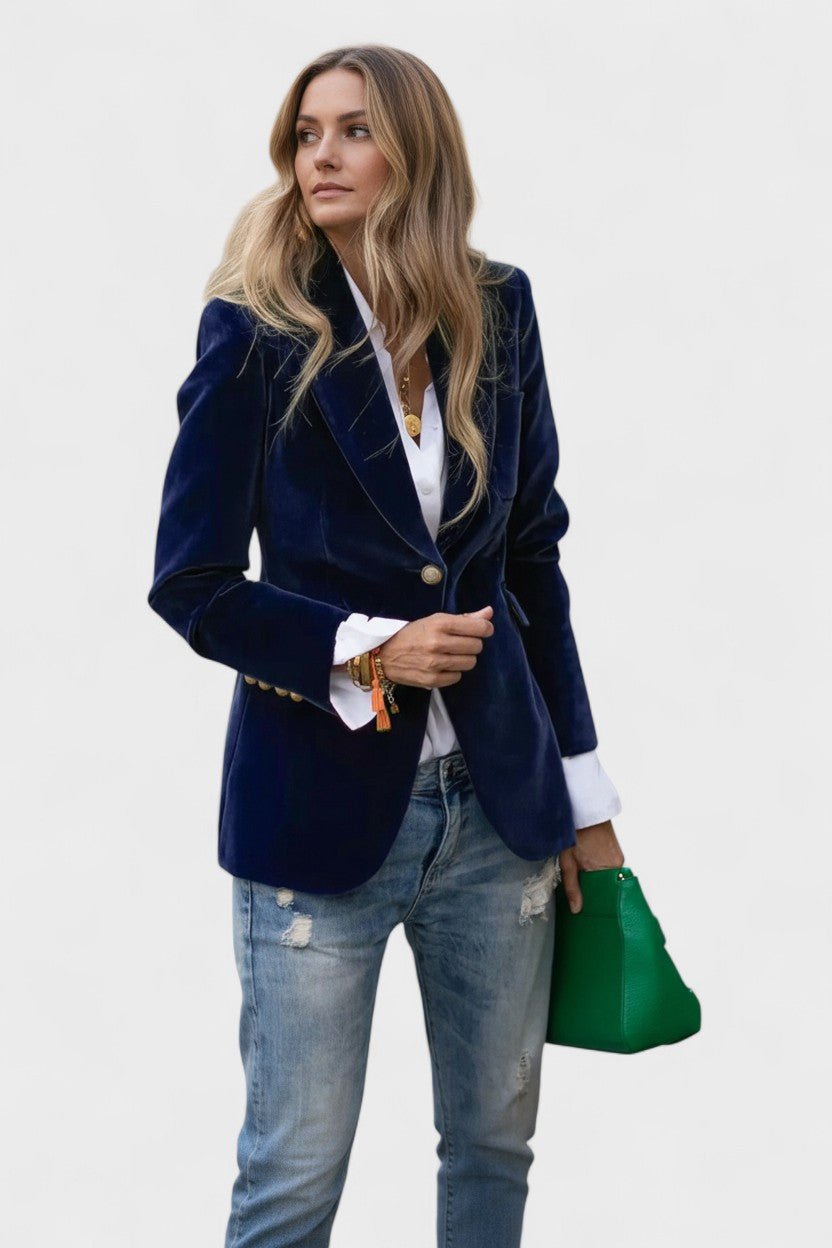 Tailored Classic Blazer Jacket with Button Front and Structured Fit