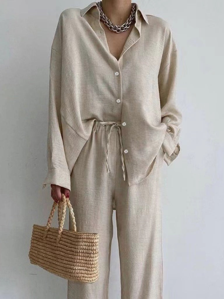 Relaxed Button-Up Long Sleeve Jumpsuit