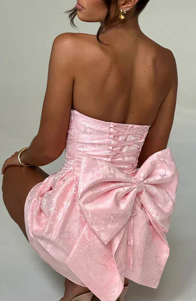 Strapless Bow Back Mini Dress for Elegant Party Style