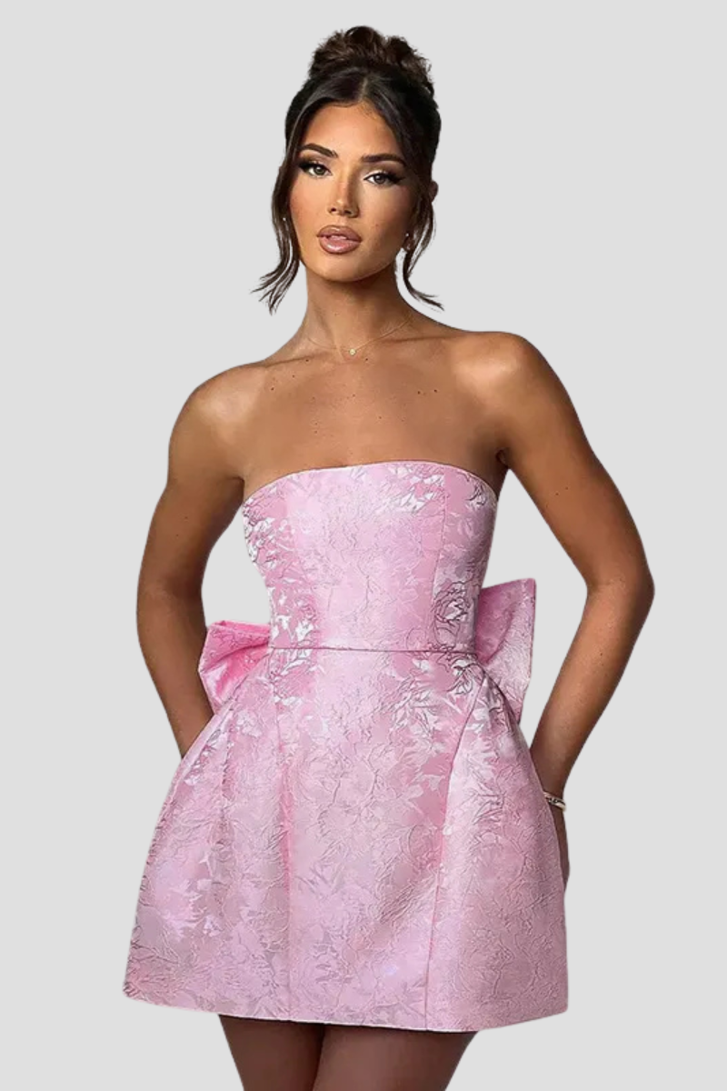 Strapless Bow Back Mini Dress for Elegant Party Style