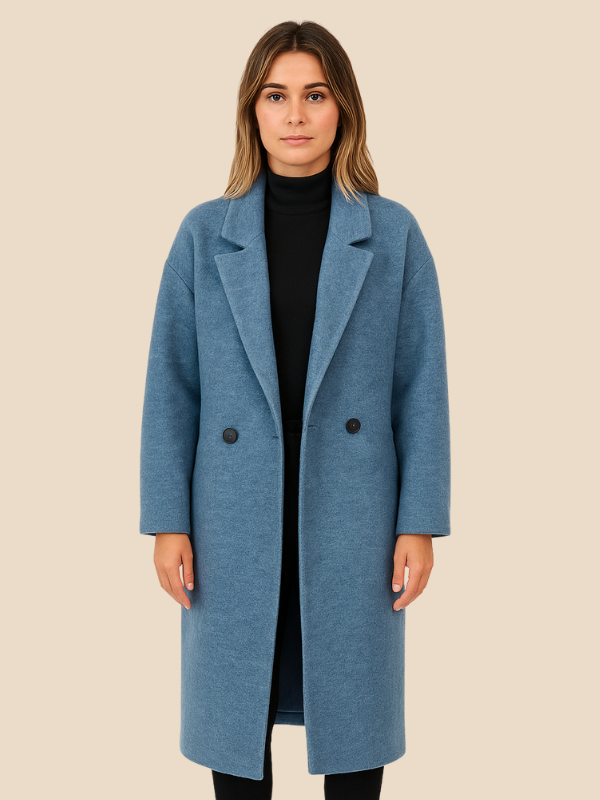 Women’s Classic Double-Breasted Wool-Blend Long Coat