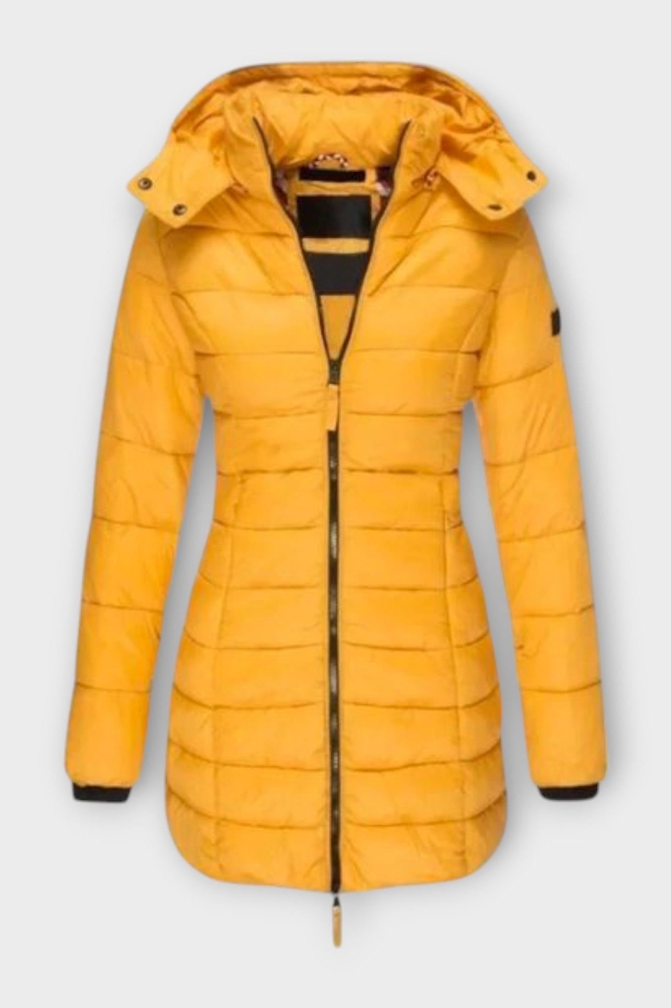 Longline Insulated Puffer Coat with Hood and Zip Front
