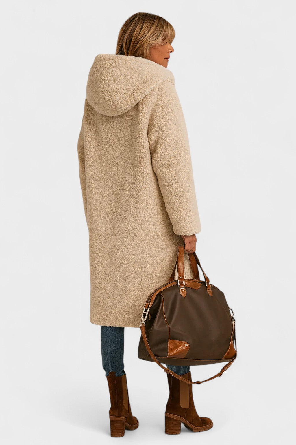 Longline Hooded Puffer Coat with Plush Lined Interior